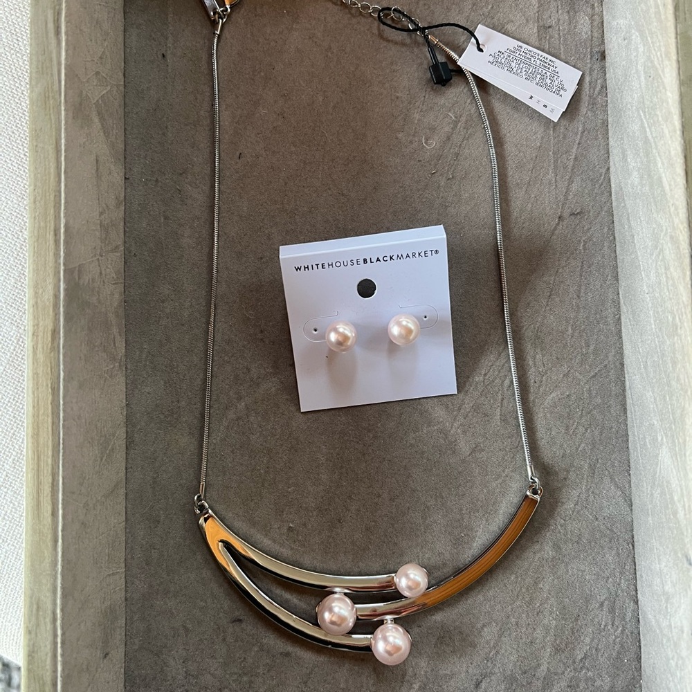 White House black market silver tone necklace and earrings $30